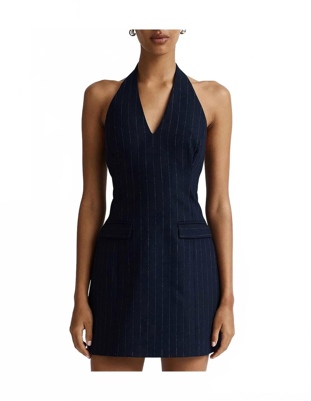 NEW ANNA QUAN pia mini dress in chalk stripe